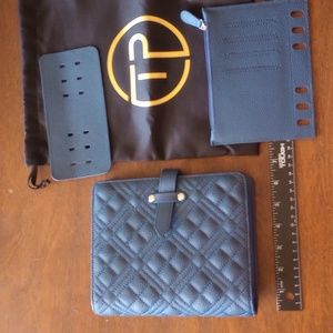 Tonya Plans Navy Blue leather ring binder (compact/personal size)